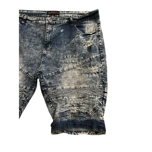 ENCRYPTED EUC MENS SIZE 44 GRUNGE BAGGY DISTRESSED DENIM BLUE JEAN SHORTS - Picture 6 of 7